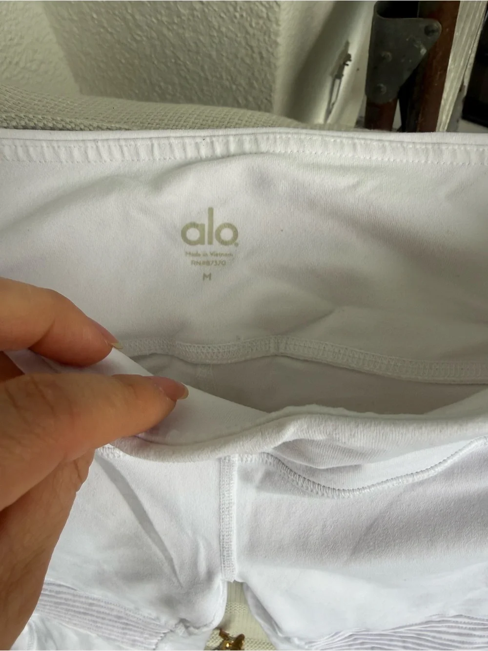 ALO Yoga White High-Waist Ribbed Panel Leggings